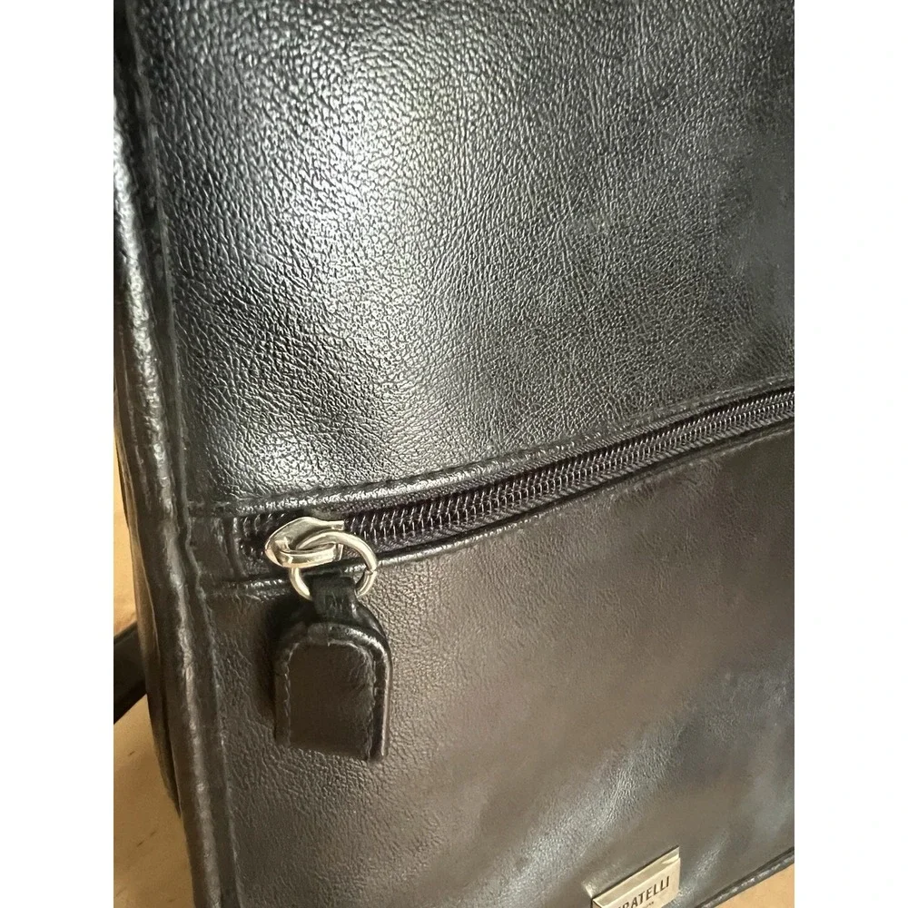 Black Leather Messenger‎ Laptop Briefcase Bag Unisex Designer *READ